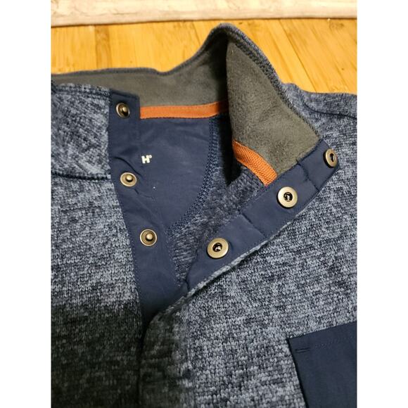 Woolrich Sweater Mens XXL 2XL Blue Fleece Knit Quarter Snap Pullover Pocket Top - Picture 3 of 10